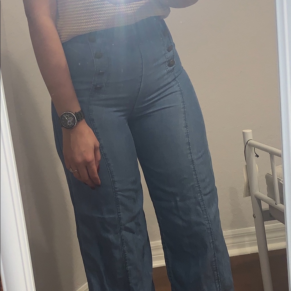 A&F high rise bell bottoms